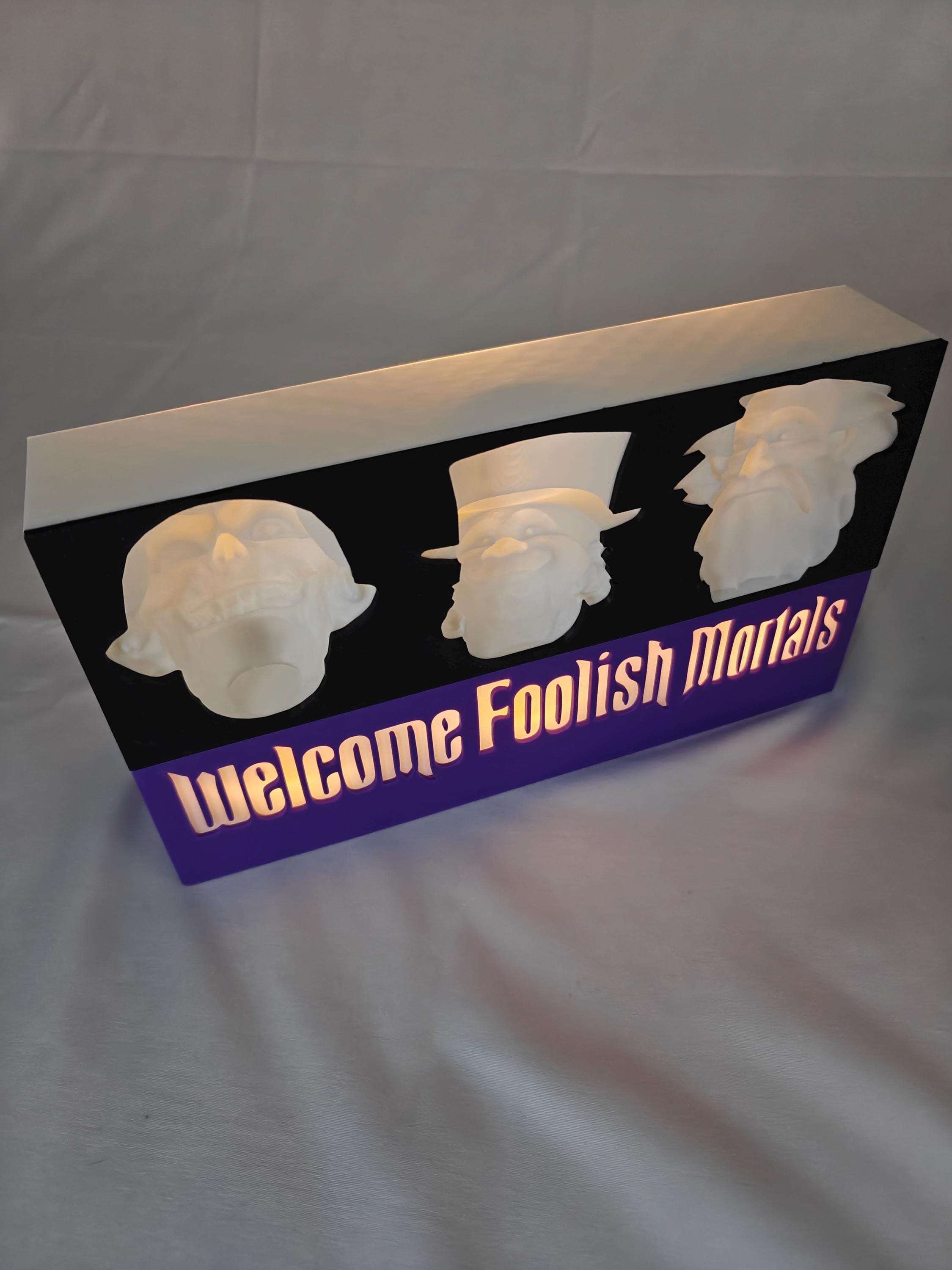 Haunted Mansion Inspired Hitchhiking Ghosts Illusion with “Welcome Foolish Mortals” Base