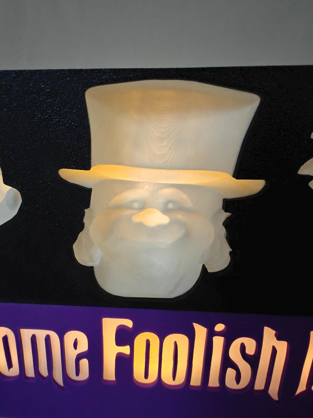 Haunted Mansion Inspired Hitchhiking Ghosts Illusion with “Welcome Foolish Mortals” Base