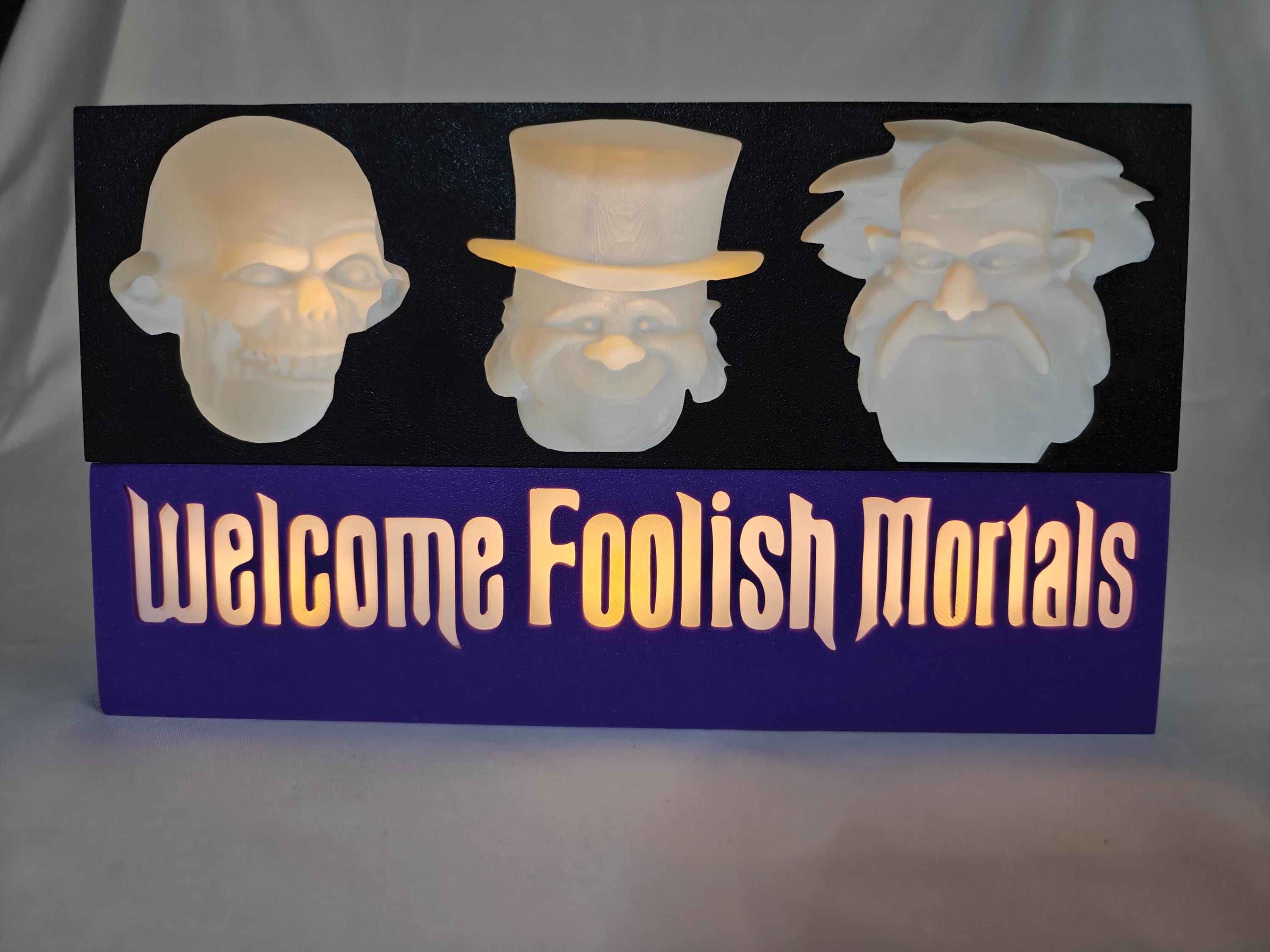 Haunted Mansion Inspired Hitchhiking Ghosts Illusion with “Welcome Foolish Mortals” Base