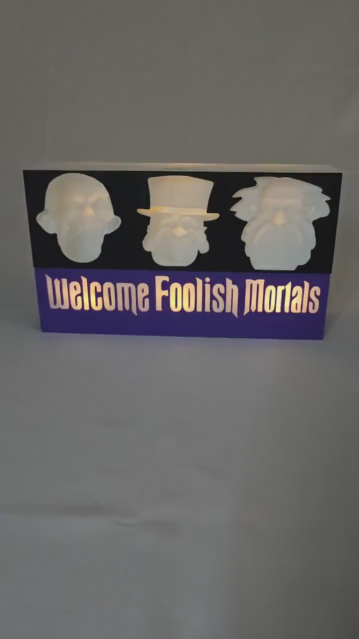 Haunted Mansion Inspired Hitchhiking Ghosts Illusion with “Welcome Foolish Mortals” Base